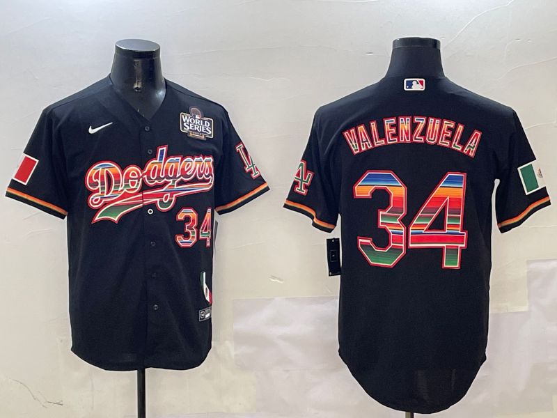 Men Los Angeles Dodgers #34 Valenzuela Black Fashion Game 2025 Nike MLB Jersey style 3124